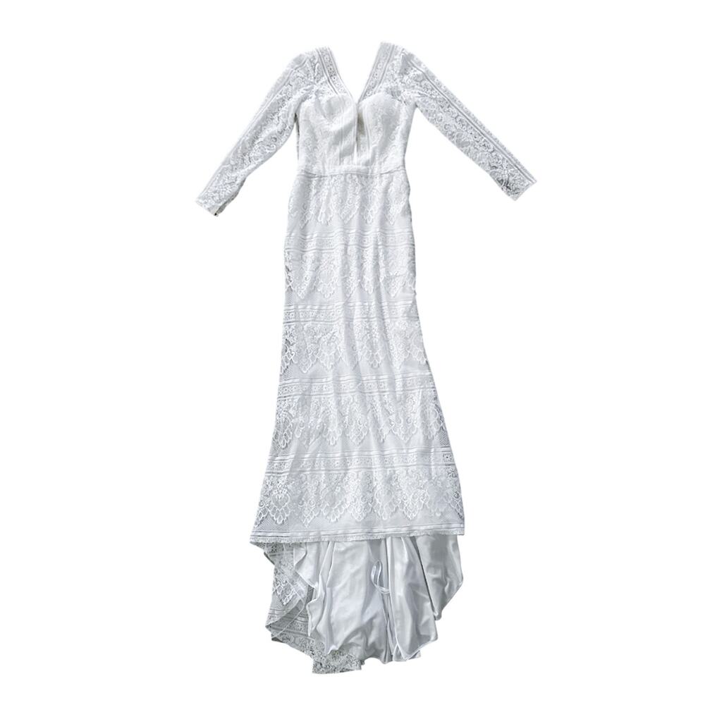 Enchanting By Mon Cherie New 218169 Bohemian Lace Wedding Gown Dress Size 10 View 3